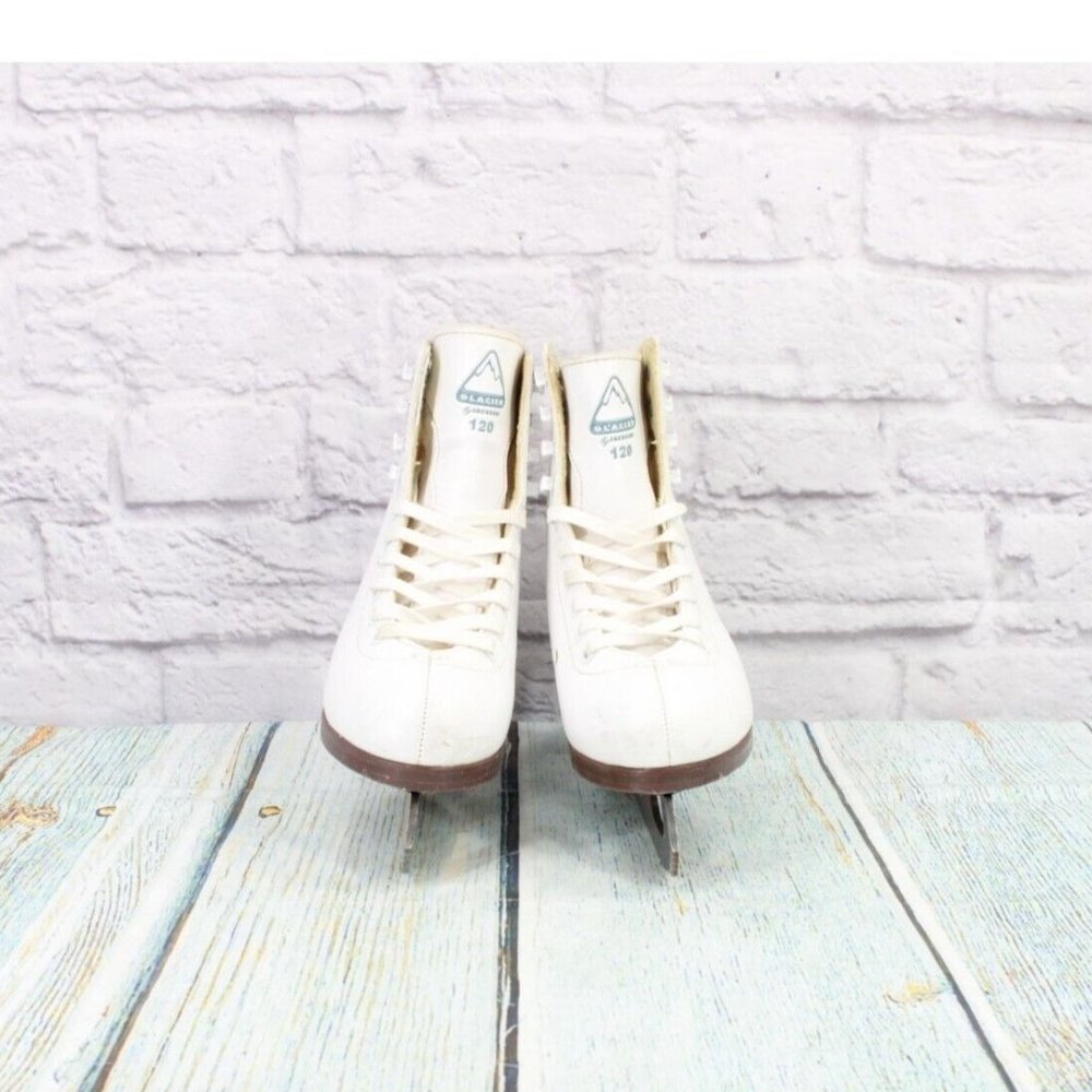 Glacier 120 by Jackson White Leather Lace up Figure Ice Skates Size US 2 - Picture 4 of 10